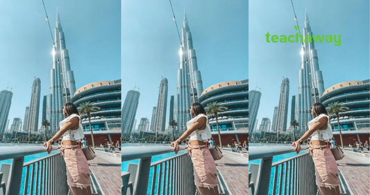 tefl teacher abroad in the middle east by the burj khalifa